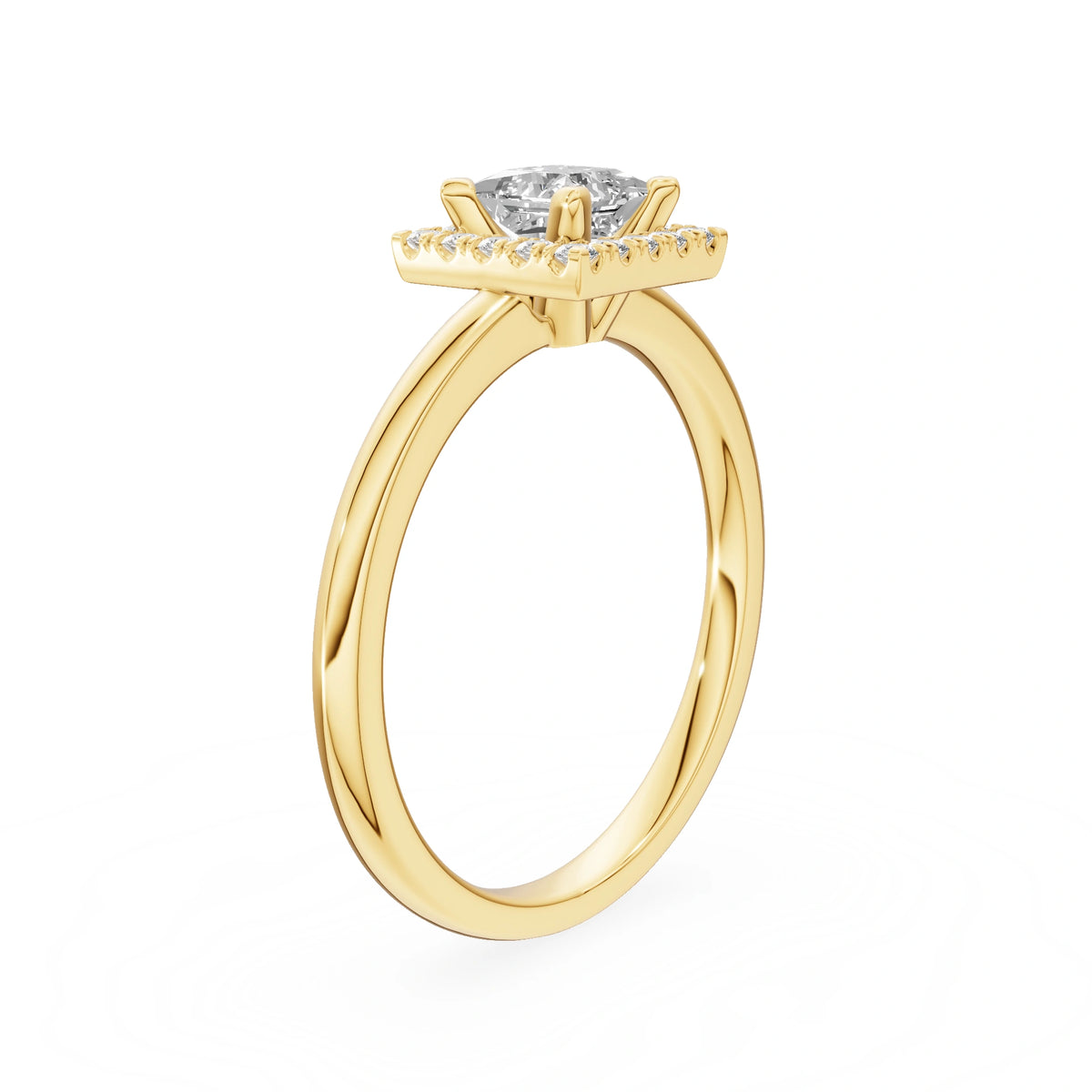 Gremari Seven Aura zásnubný prsteň zo žltého zlata s 0,50 ct lab-grown diamantom – Princess