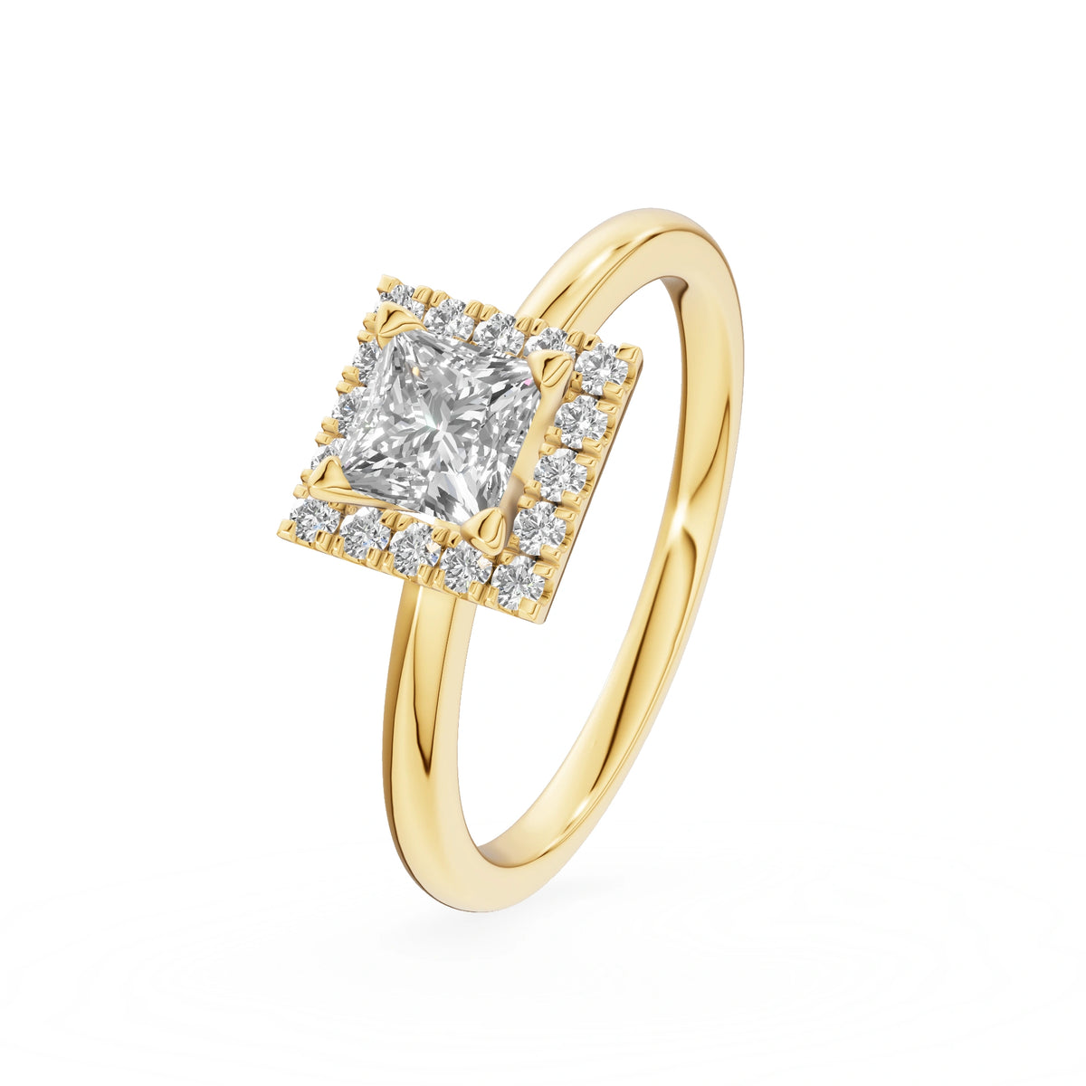 Gremari Seven Aura zásnubný prsteň zo žltého zlata s 0,50 ct lab-grown diamantom – Princess