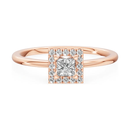 GREMARI Seven Aura 14K rose gold engagement ring with 0.15 ct princess-cut natural diamond