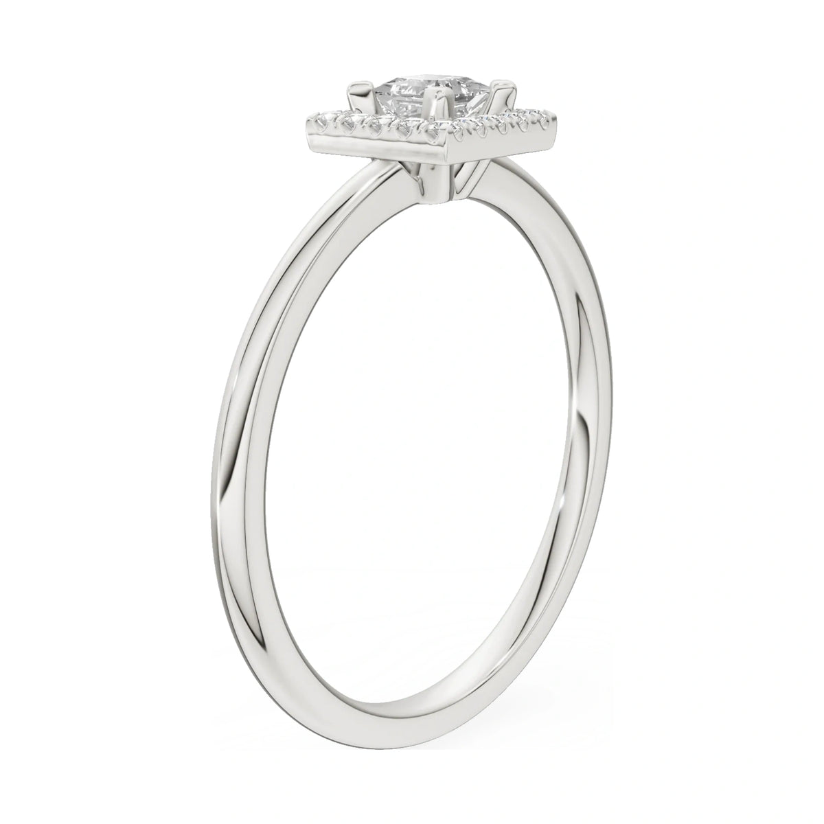 14K white gold GREMARI Seven Aura ring with 0.15 ct princess-cut natural diamond