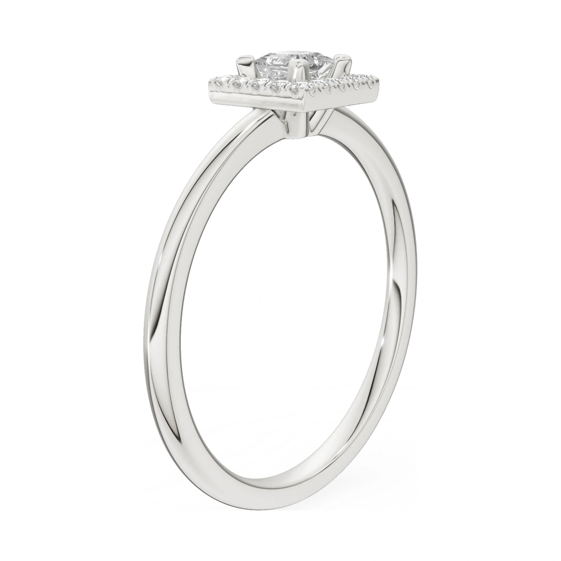14K white gold GREMARI Seven Aura ring with 0.15 ct princess-cut natural diamond
