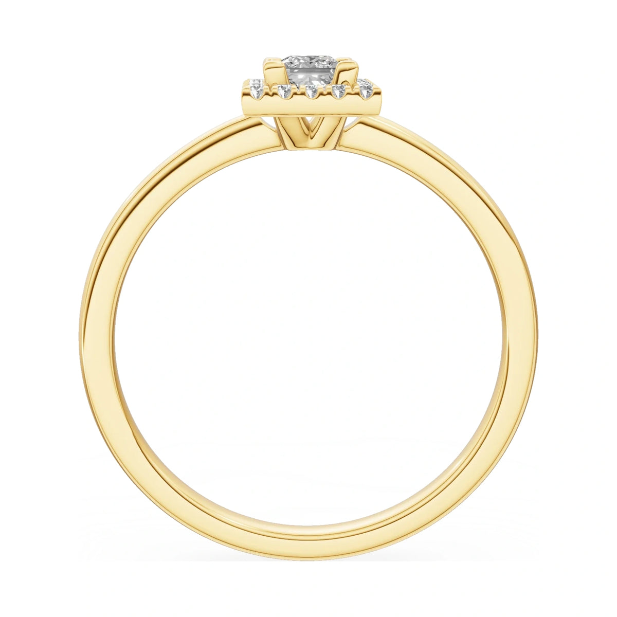 GREMARI Seven Aura princess-cut natural diamond engagement ring in 14K yellow gold, 0.15 ct