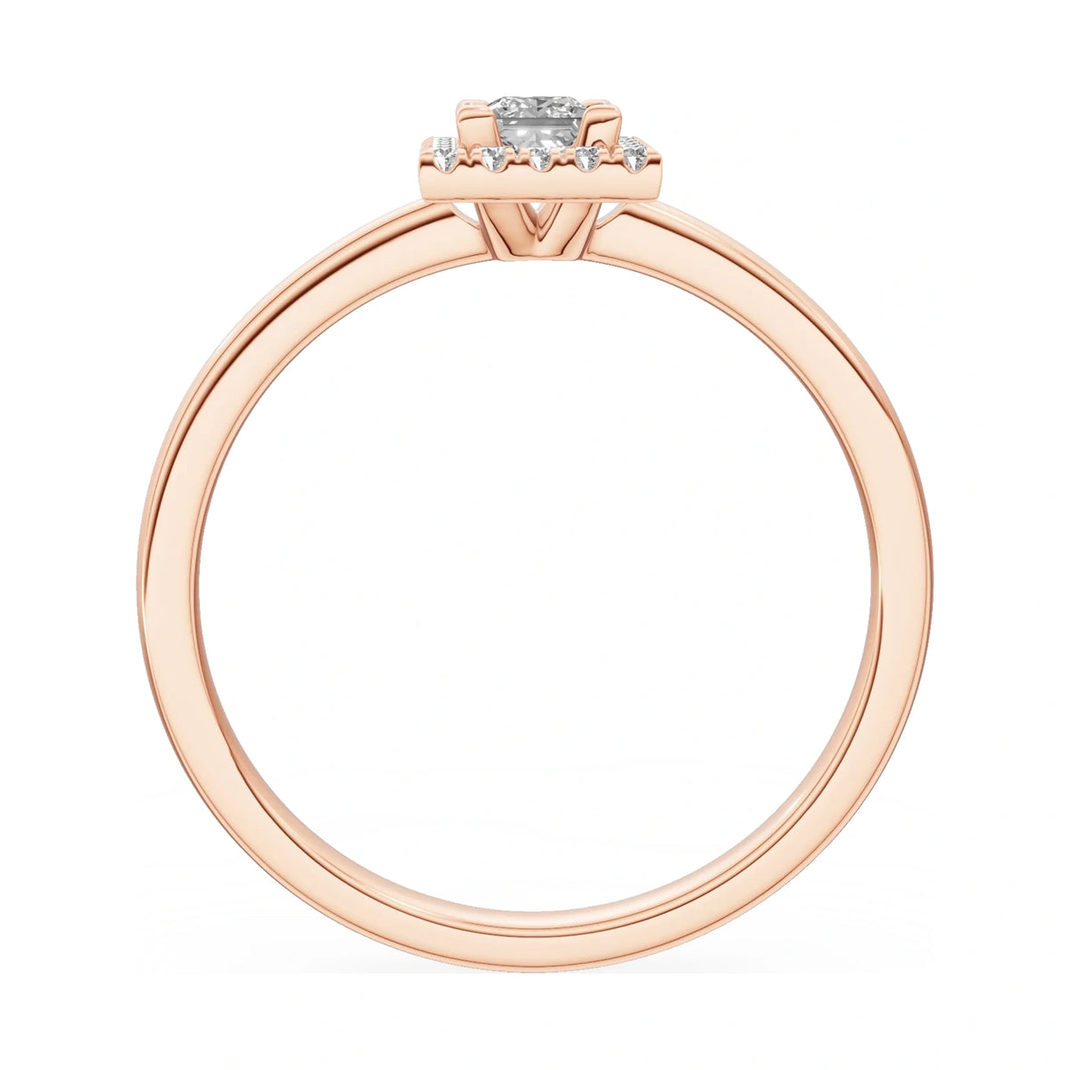 GREMARI Seven Aura princess-cut natural diamond engagement ring in 14K rose gold, 0.15 ct