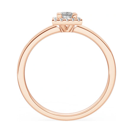 GREMARI Seven Aura princess-cut natural diamond engagement ring in 14K rose gold, 0.15 ct