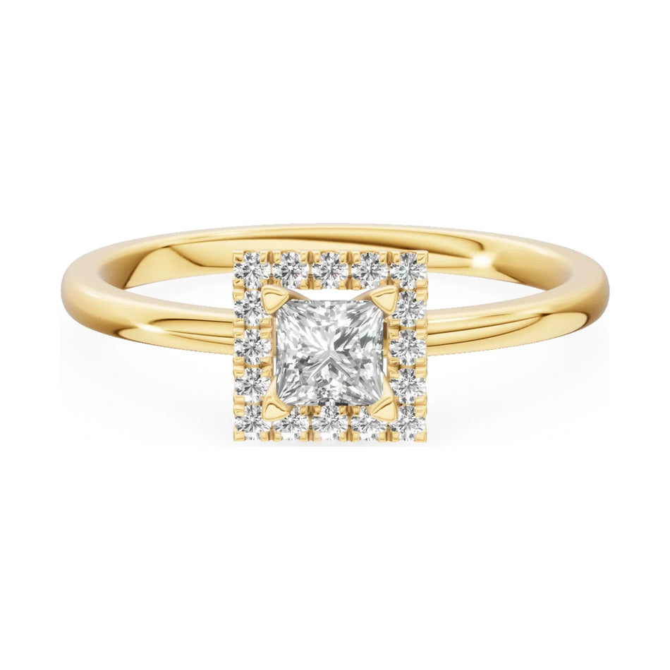 GREMARI Seven Aura 14K yellow gold engagement ring with 0.30 ct princess-cut natural diamond