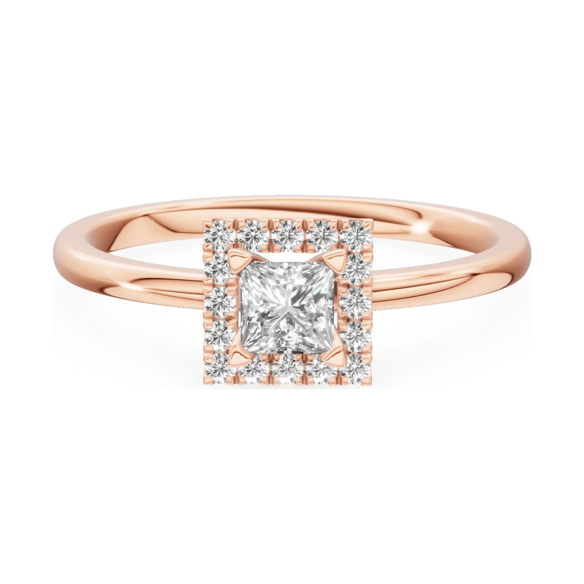 GREMARI Seven Aura 14K rose gold engagement ring with 0.30 ct princess-cut natural diamond