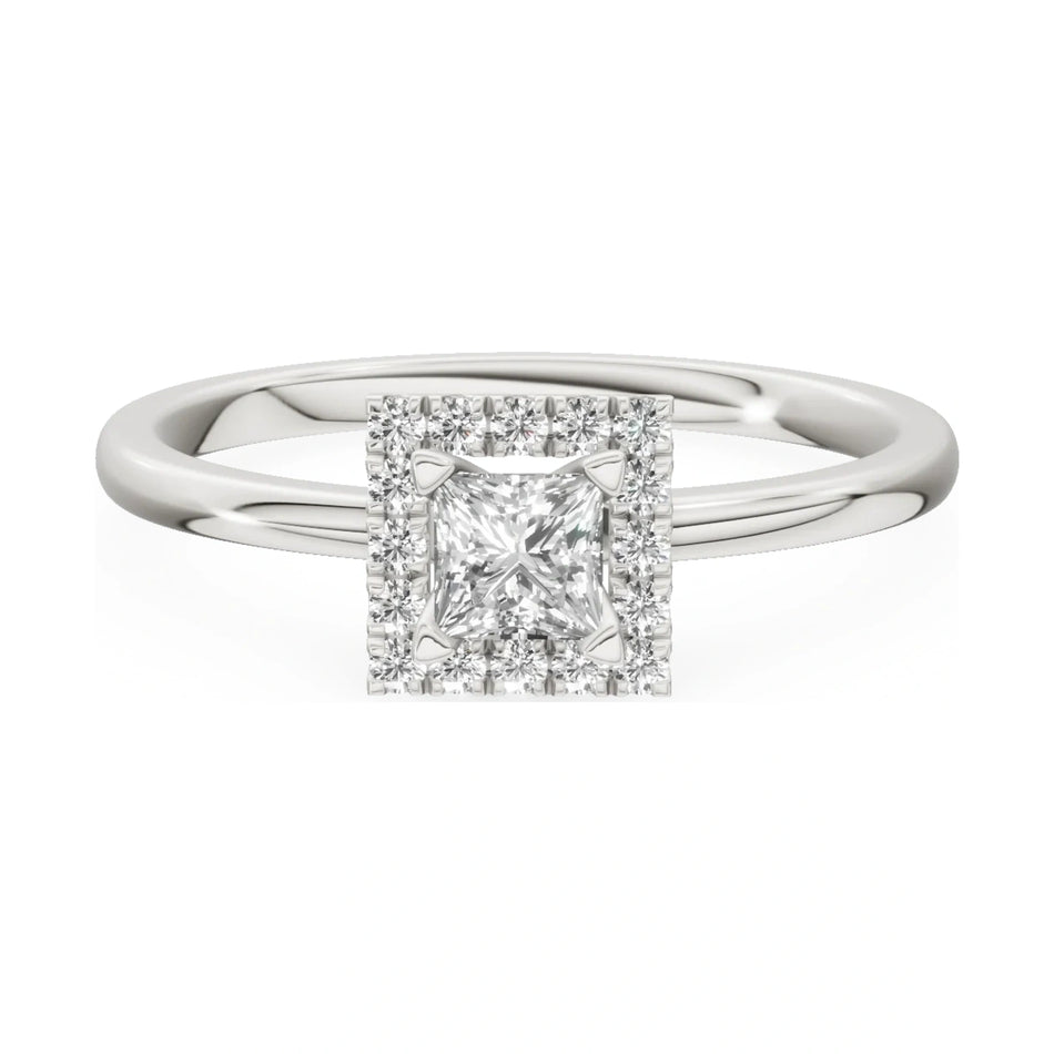 GREMARI Seven Aura 14K white gold engagement ring with 0.30 ct princess-cut natural diamond