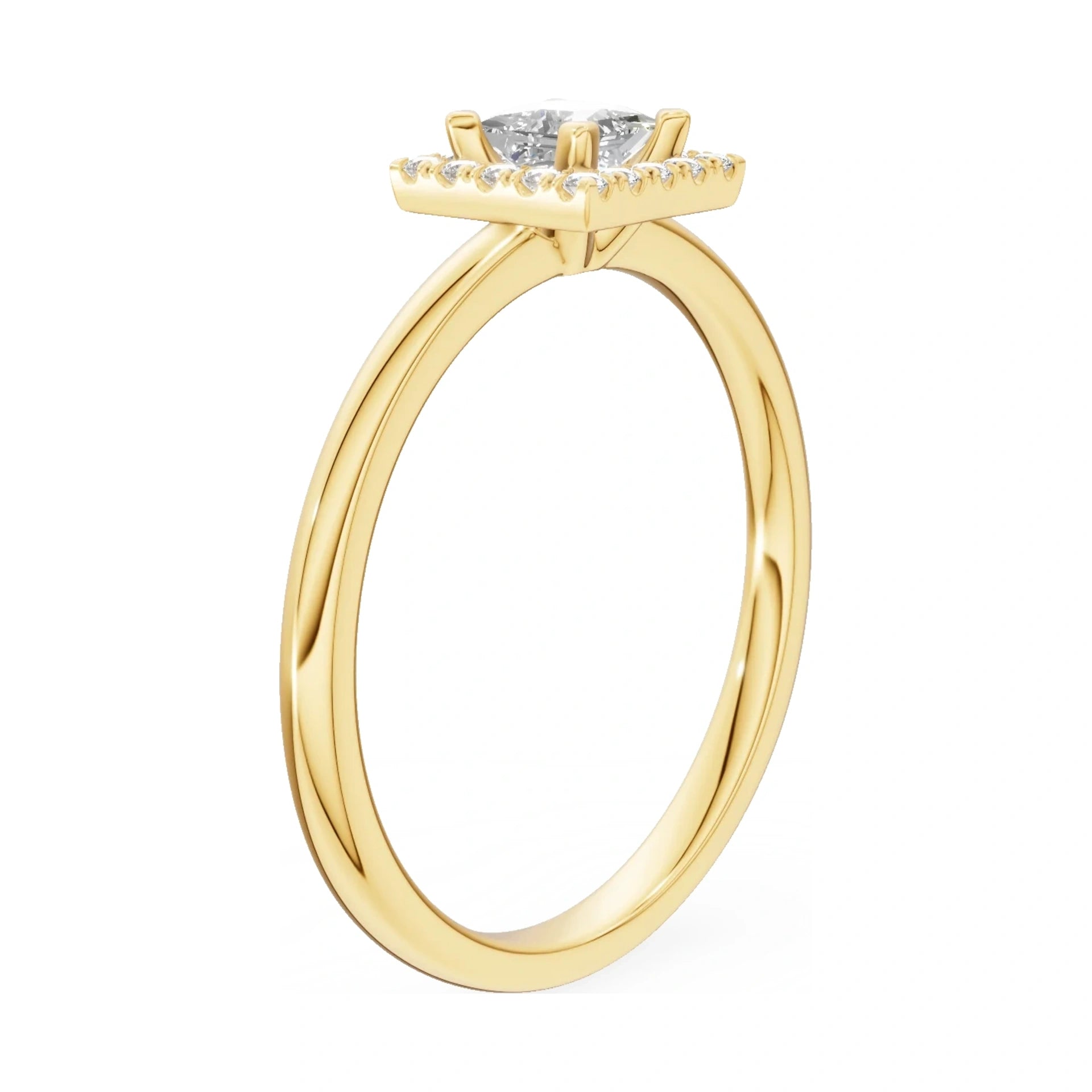 14K yellow gold GREMARI Seven Aura ring with 0.30 ct princess-cut natural diamond
