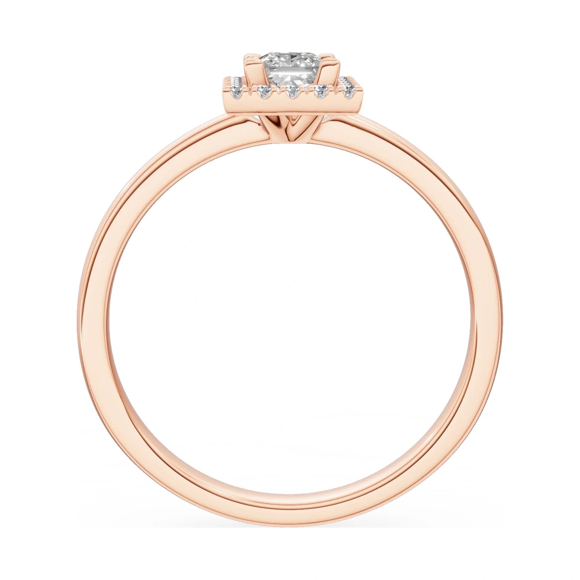 GREMARI Seven Aura princess-cut natural diamond engagement ring in 14K rose gold, 0.30 ct