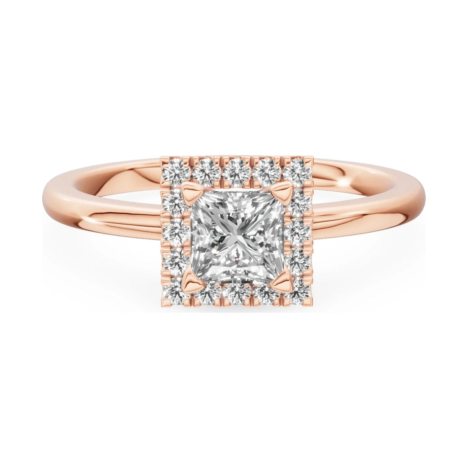 GREMARI Seven Aura 14K rose gold engagement ring with 0.50 ct princess-cut natural diamond