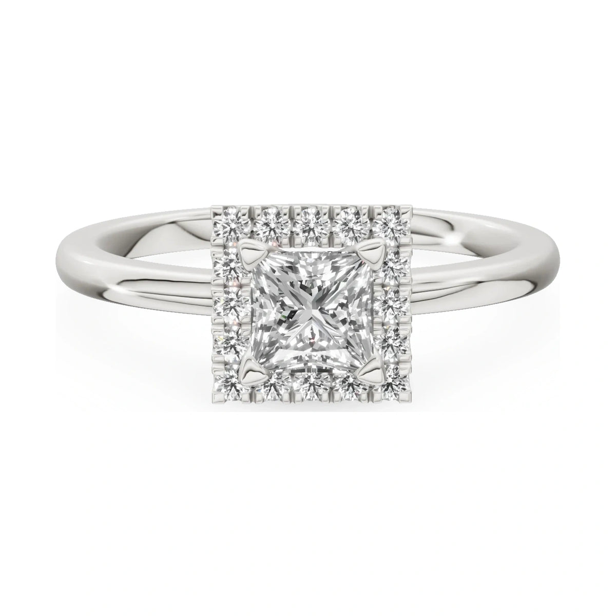 GREMARI Seven Aura 14K white gold engagement ring with 0.50 ct princess-cut natural diamond