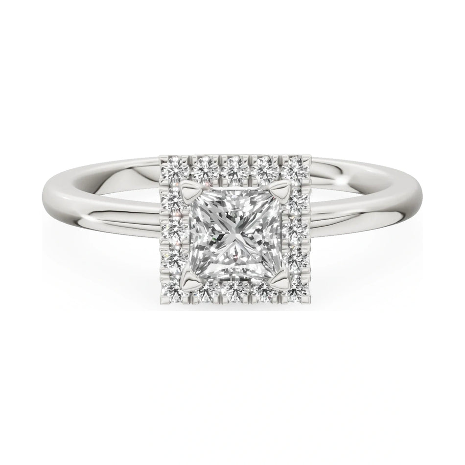GREMARI Seven Aura 14K white gold engagement ring with 0.50 ct princess-cut natural diamond
