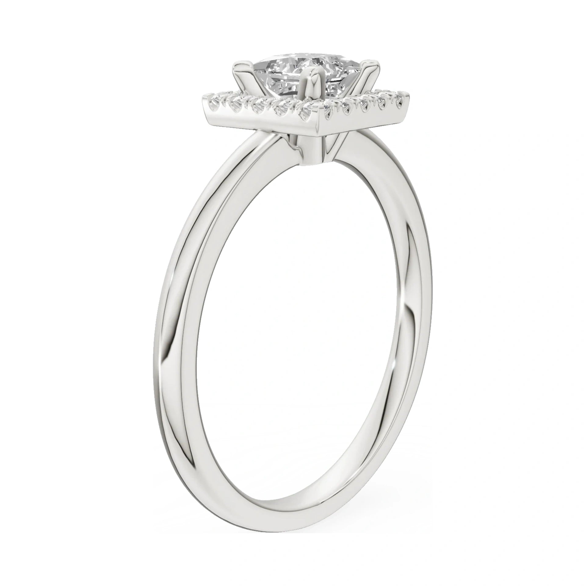 14K white gold GREMARI Seven Aura ring with 0.50 ct princess-cut natural diamond