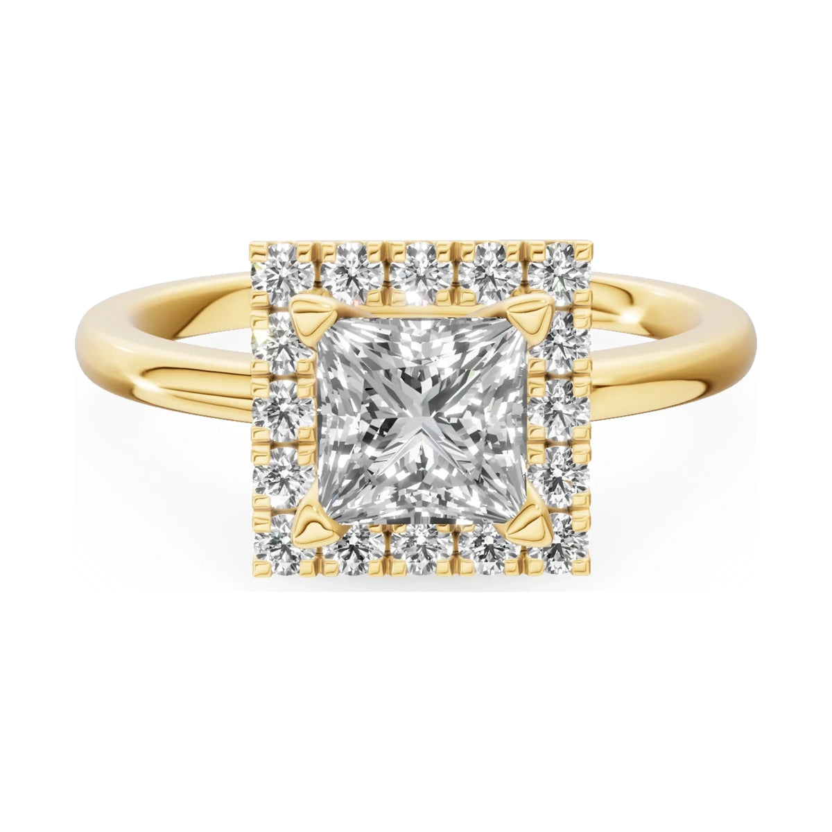GREMARI Seven Aura 14K yellow gold engagement ring with 1.00 ct princess-cut natural diamond