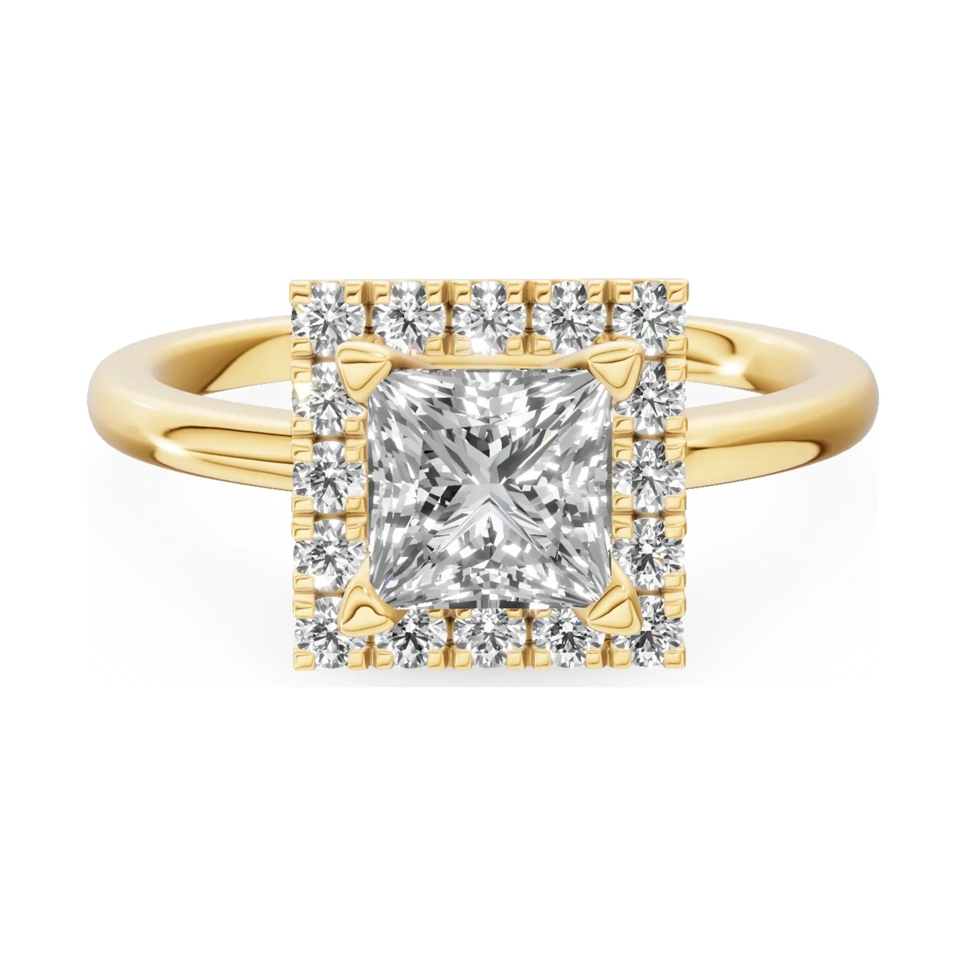 GREMARI Seven Aura 14K yellow gold engagement ring with 1.00 ct princess-cut natural diamond