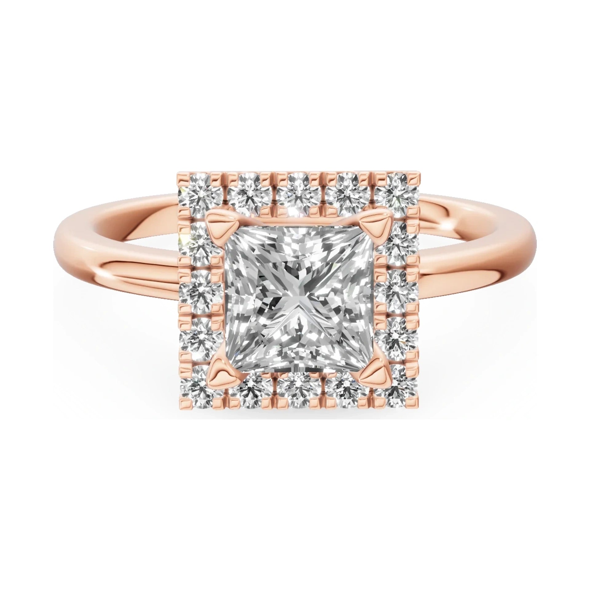 GREMARI Seven Aura 14K rose gold engagement ring with 1.00 ct princess-cut natural diamond