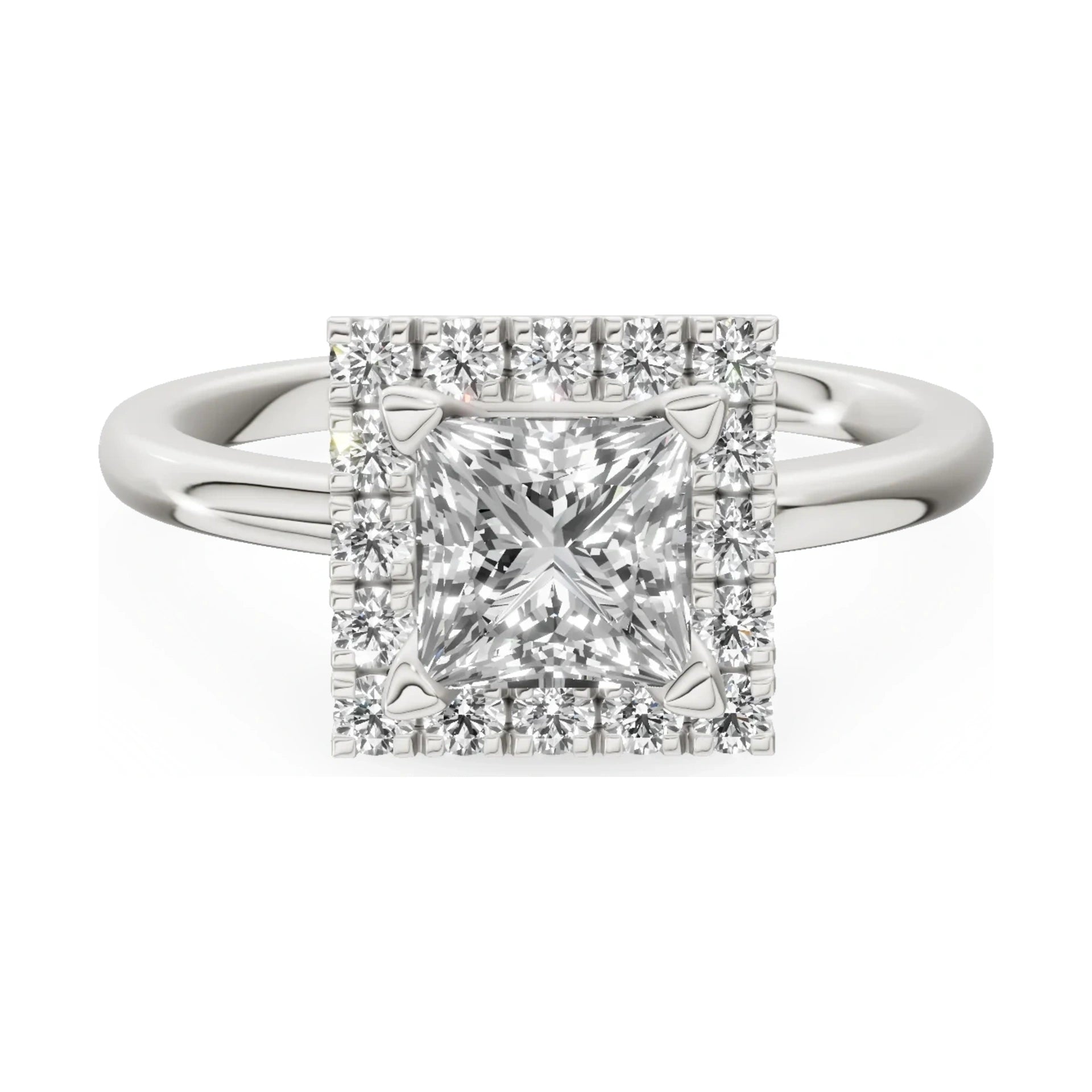 GREMARI Seven Aura 14K white gold engagement ring with 1.00 ct princess-cut natural diamond