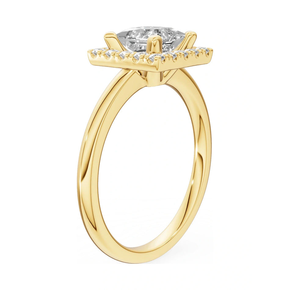 14K yellow gold GREMARI Seven Aura ring with 1.00 ct princess-cut natural diamond