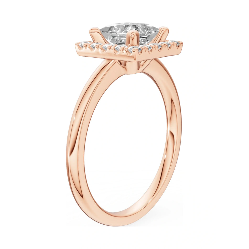 14K rose gold GREMARI Seven Aura ring with 1.00 ct princess-cut natural diamond