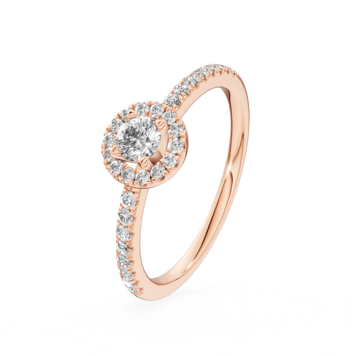 Gremari Seven Icon zásnubný prsteň z ružového zlata s 0,15 ct lab-grown diamantom – Round/Brilliant