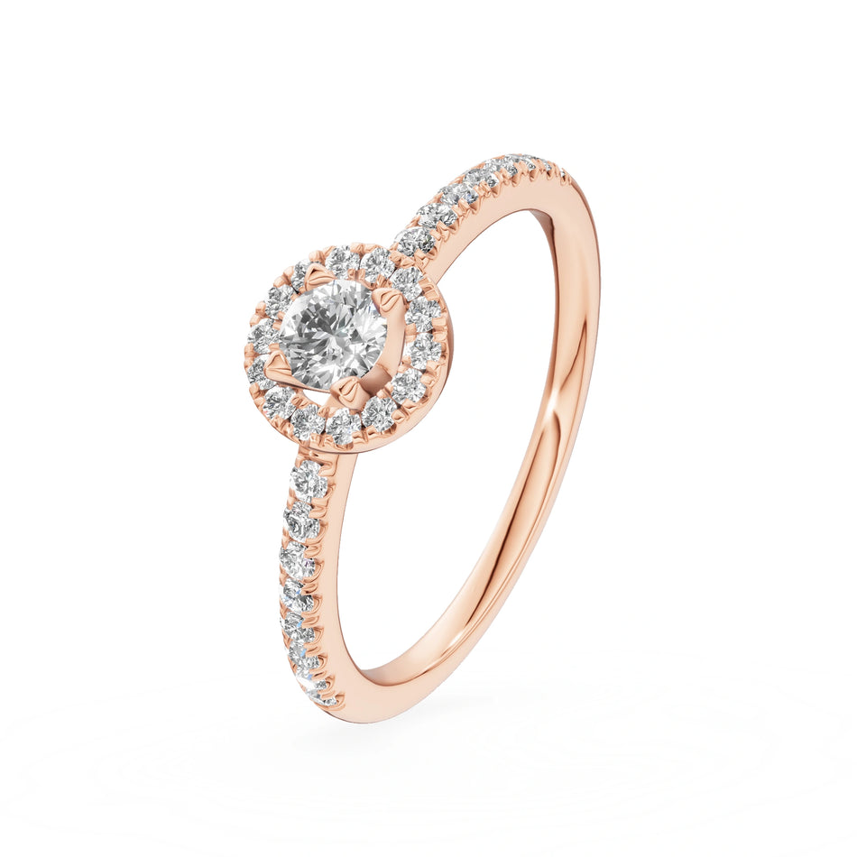 Gremari Seven Icon zásnubný prsteň z ružového zlata s 0,15 ct lab-grown diamantom – Round/Brilliant