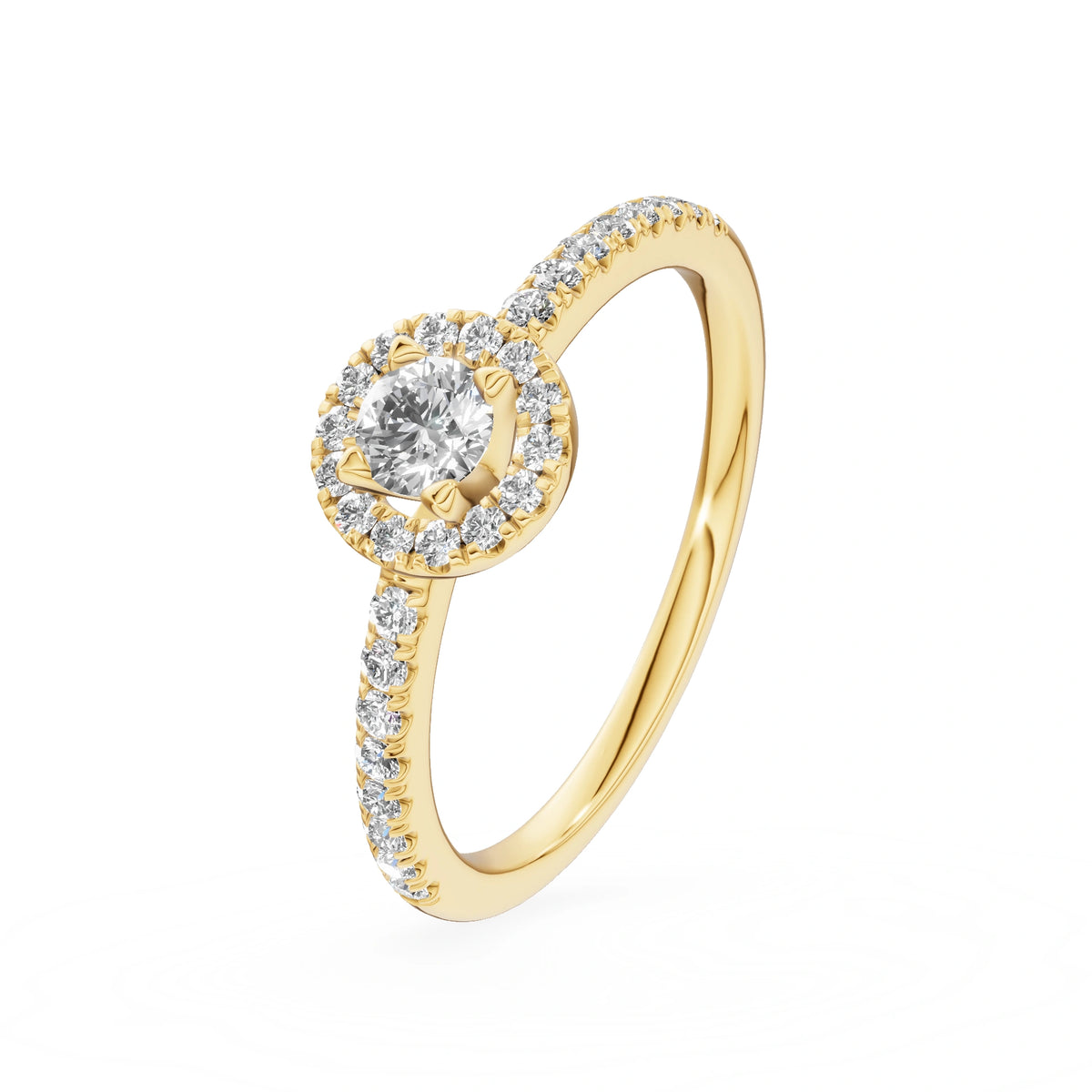 Gremari Seven Icon zásnubný prsteň zo žltého zlata s 0,15 ct lab-grown diamantom – Round/Brilliant