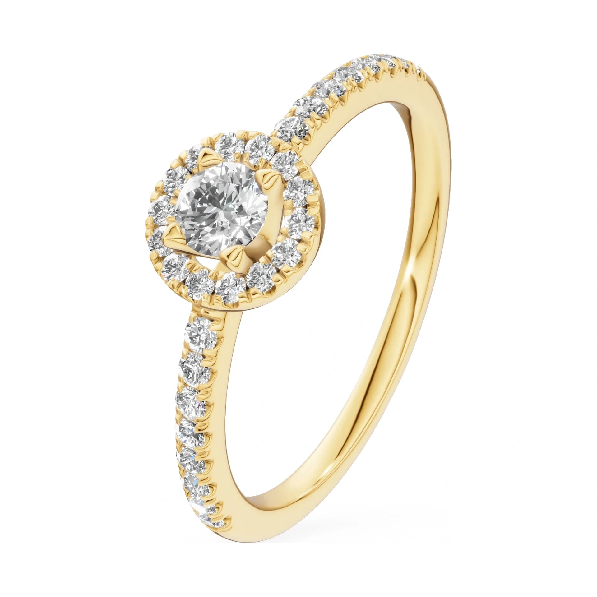0.15 ct round-cut natural diamond GREMARI Seven Icon engagement ring in 14K yellow gold