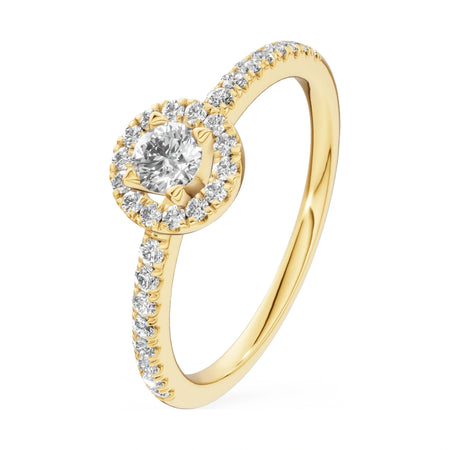 0.15 ct round-cut natural diamond GREMARI Seven Icon engagement ring in 14K yellow gold