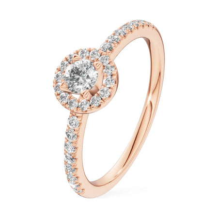 0.15 ct round-cut natural diamond GREMARI Seven Icon engagement ring in 14K rose gold