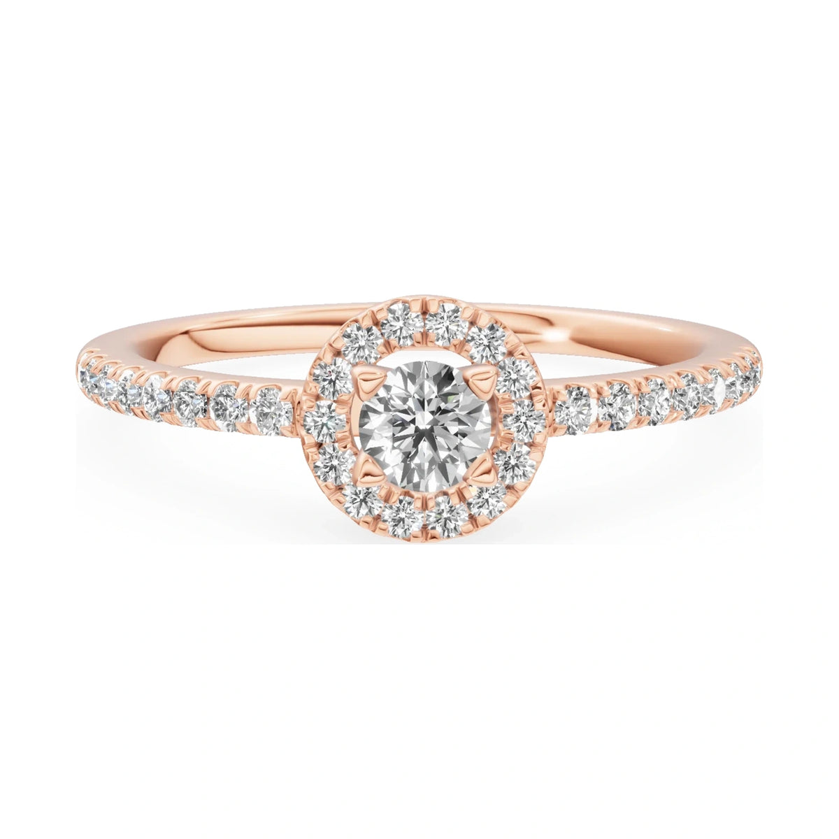 GREMARI Seven Icon 14K rose gold engagement ring with 0.15 ct round-cut natural diamond