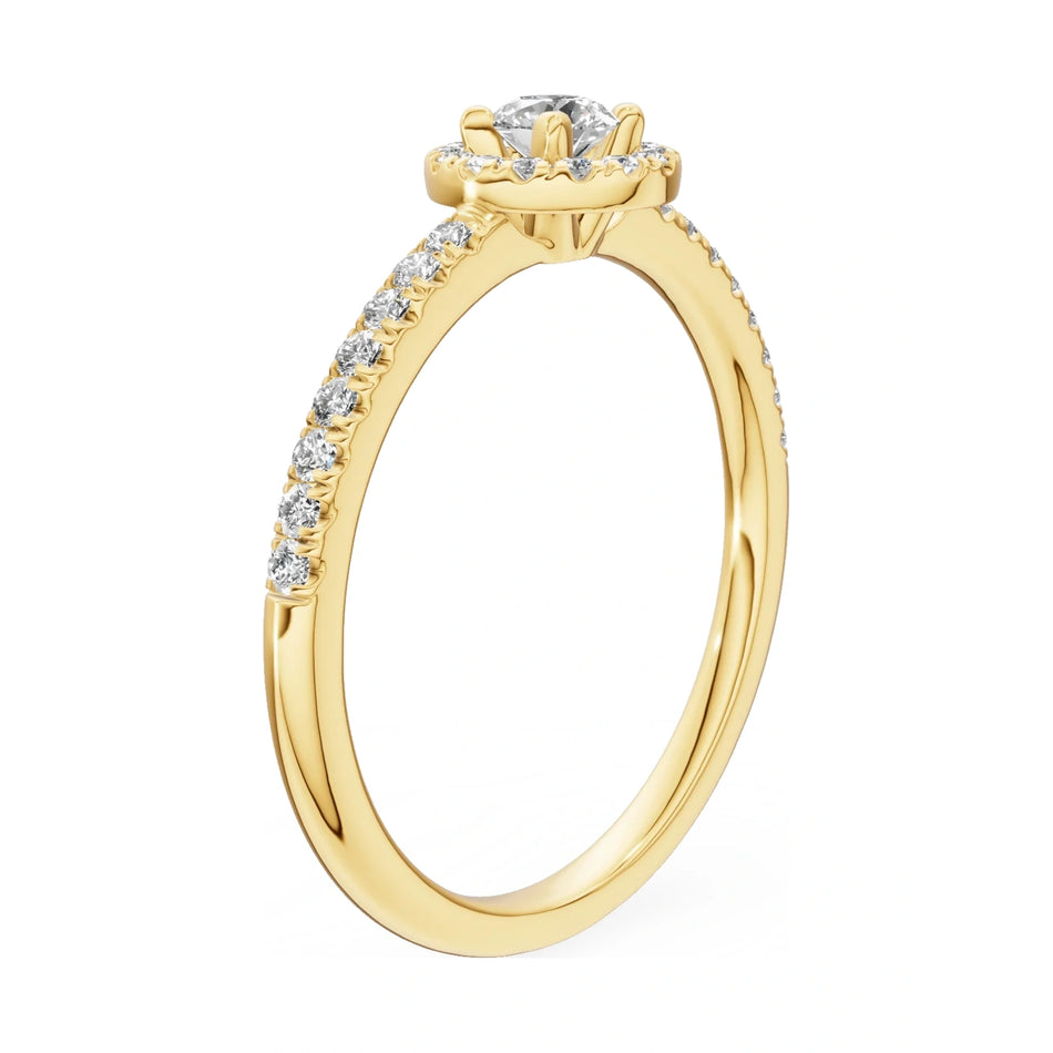 14K yellow gold GREMARI Seven Icon ring with 0.15 ct round-cut natural diamond