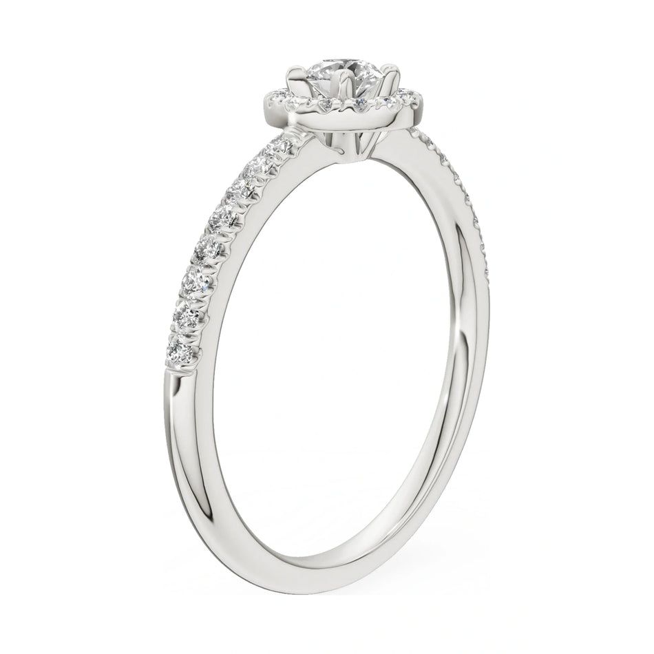 14K white gold GREMARI Seven Icon ring with 0.15 ct round-cut natural diamond
