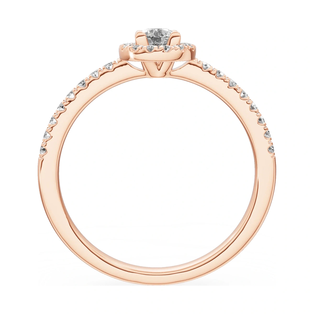 GREMARI Seven Icon round-cut natural diamond engagement ring in 14K rose gold, 0.15 ct