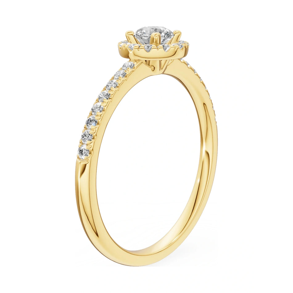 14K yellow gold GREMARI Seven Icon ring with 0.30 ct round-cut natural diamond
