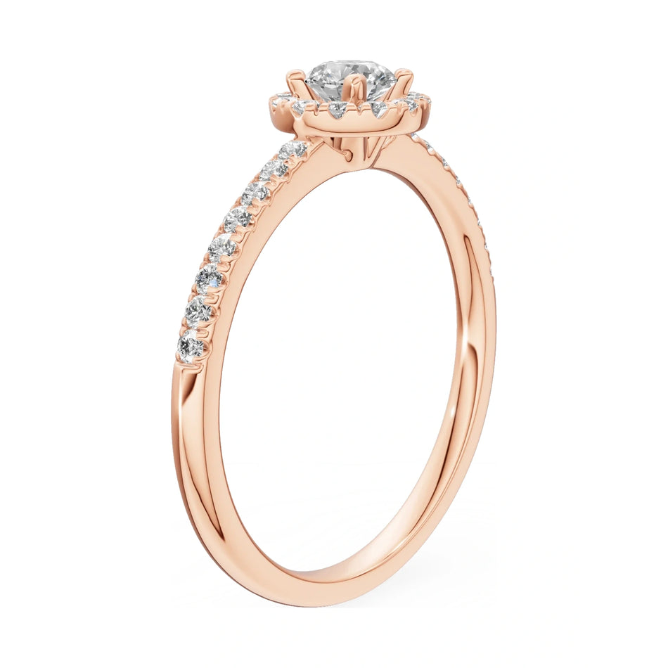 14K rose gold GREMARI Seven Icon ring with 0.30 ct round-cut natural diamond