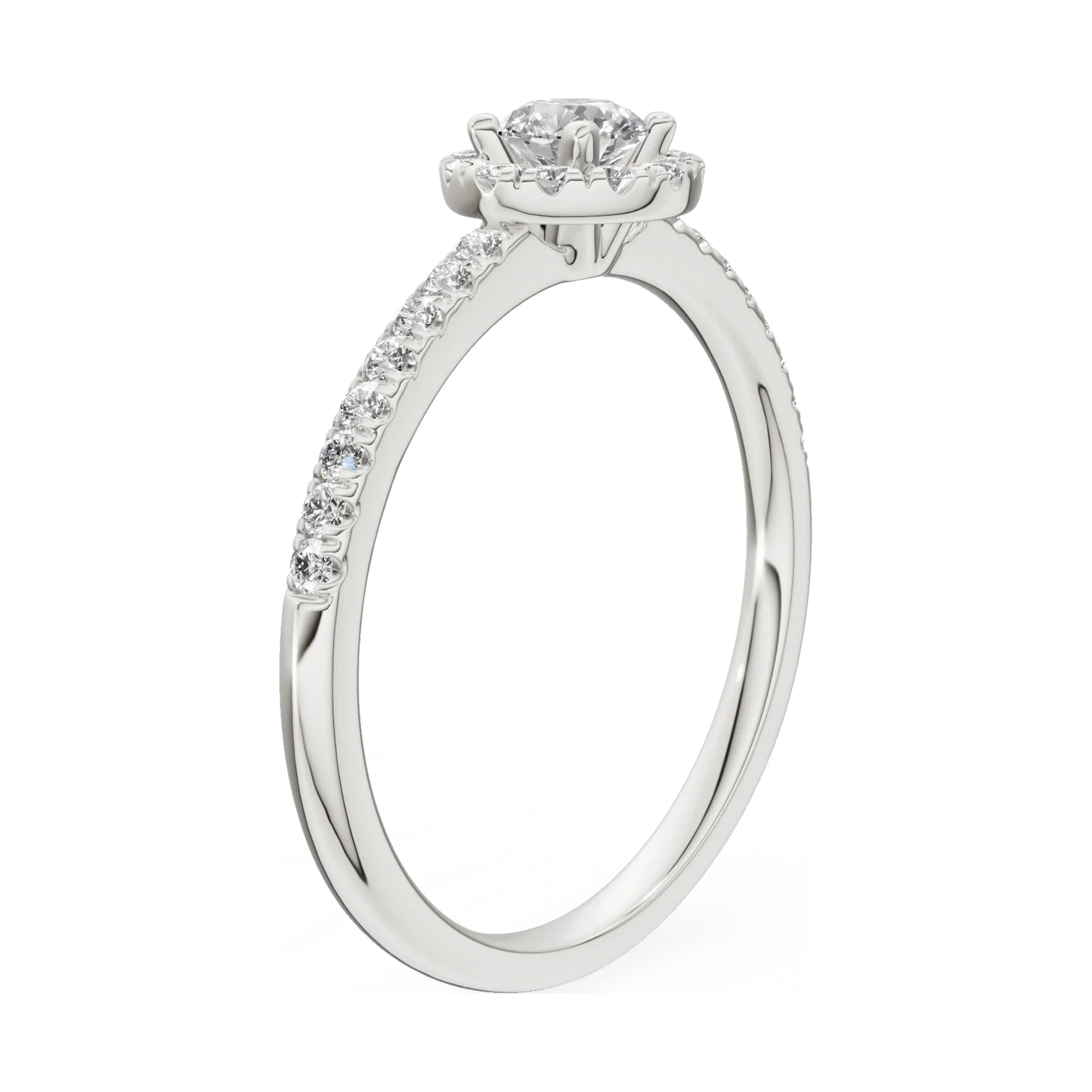 14K white gold GREMARI Seven Icon ring with 0.30 ct round-cut natural diamond