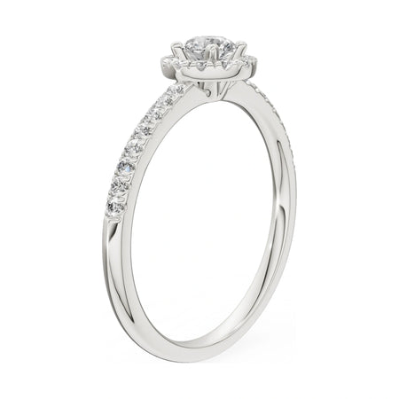 14K white gold GREMARI Seven Icon ring with 0.30 ct round-cut natural diamond