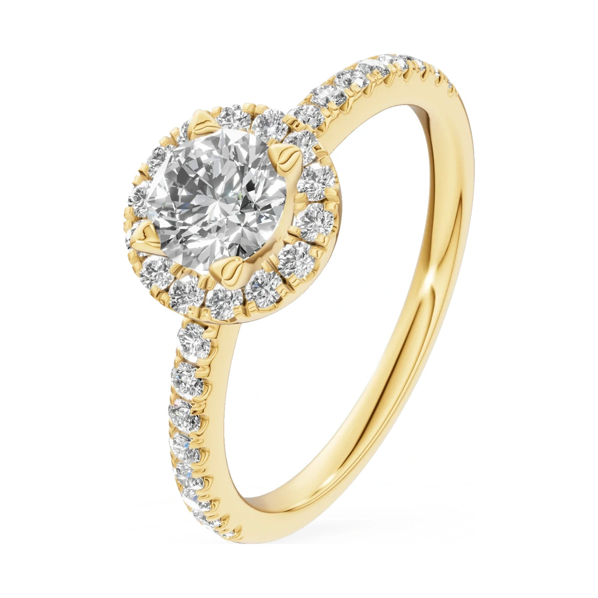 0.50 ct round-cut natural diamond GREMARI Seven Icon engagement ring in 14K yellow gold