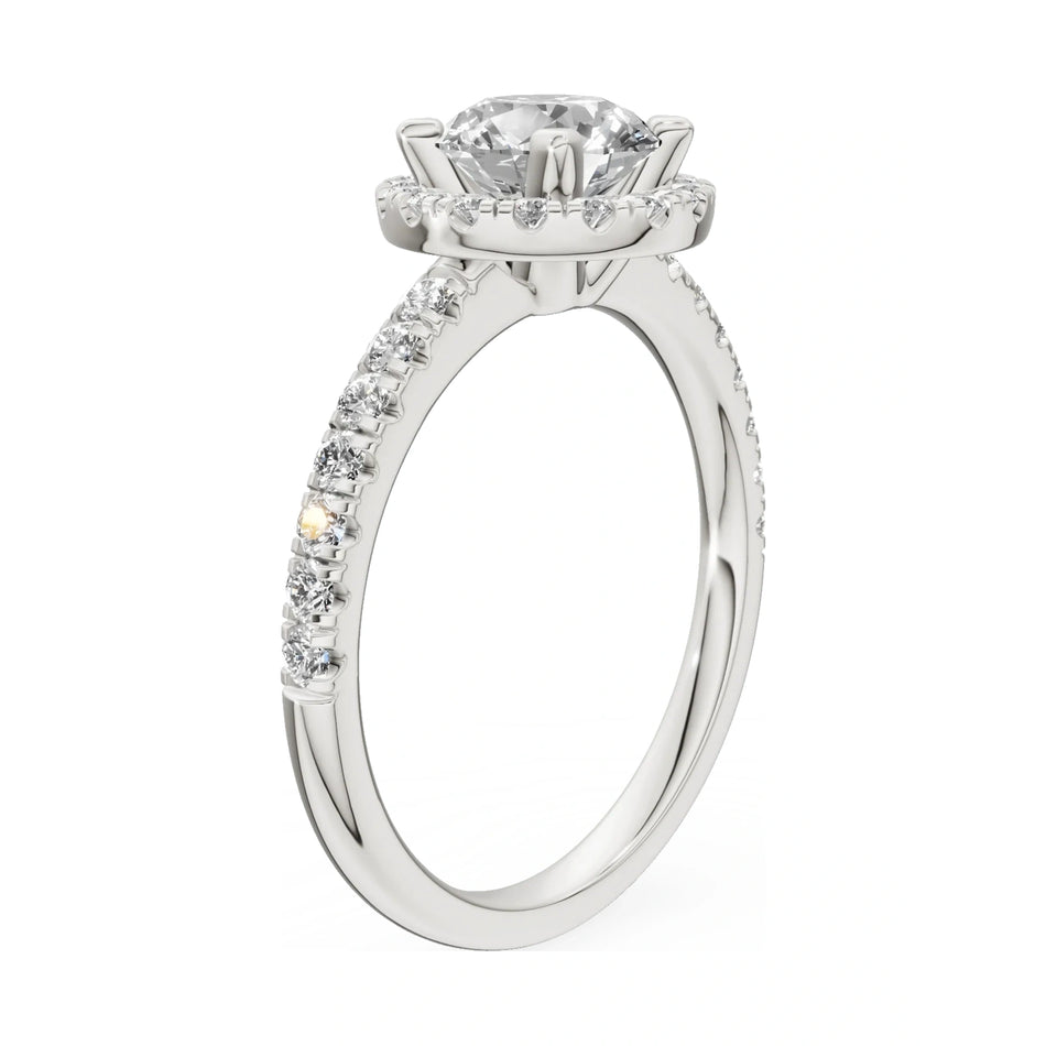14K white gold GREMARI Seven Icon ring with 1.00 ct round-cut natural diamond