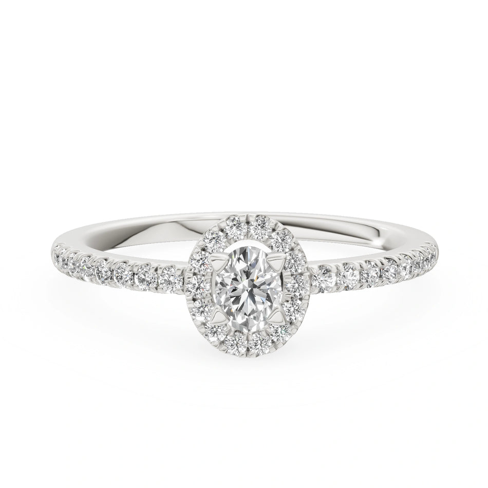 Gremari Seven Icon zásnubný prsteň z bieleho zlata s 0,15 ct lab-grown diamantom – Oval