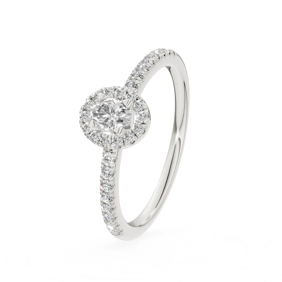 Gremari Seven Icon zásnubný prsteň z bieleho zlata s 0,15 ct lab-grown diamantom – Oval