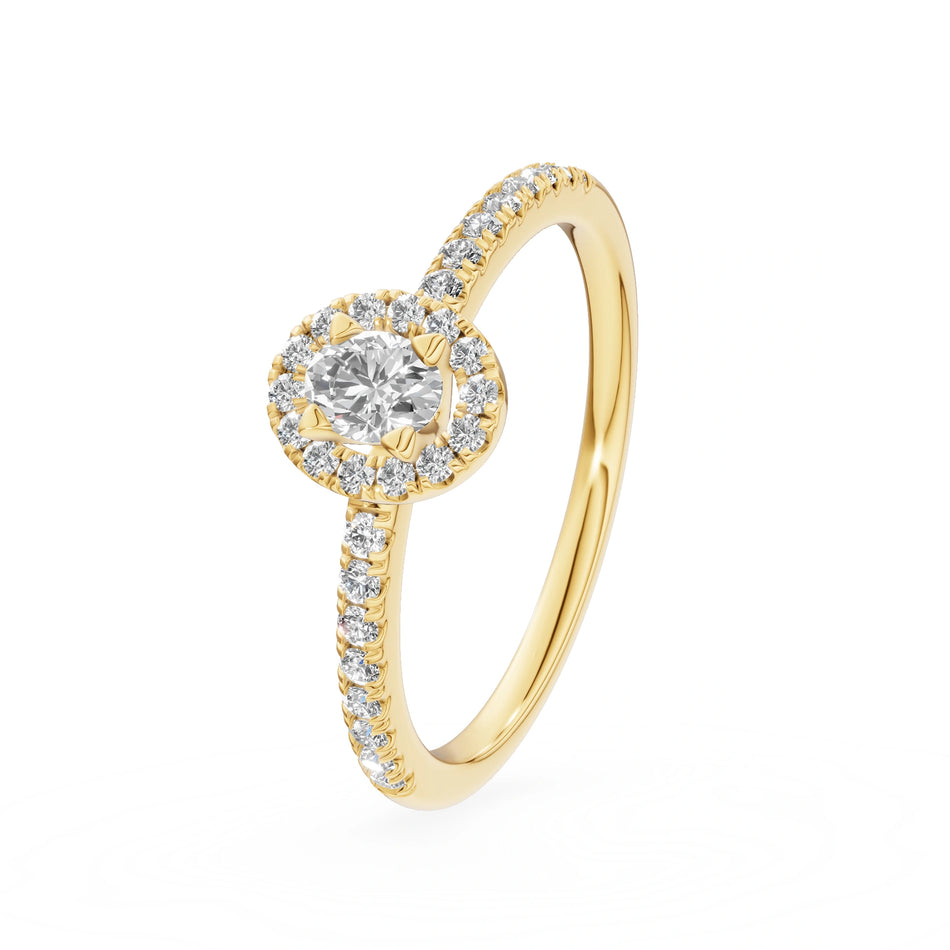 Gremari Seven Icon zásnubný prsteň zo žltého zlata s 0,15 ct lab-grown diamantom – Oval