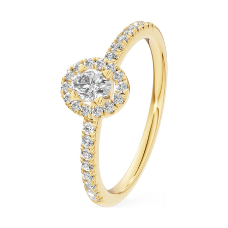 0.15 ct oval-cut natural diamond GREMARI Seven Icon engagement ring in 14K yellow gold