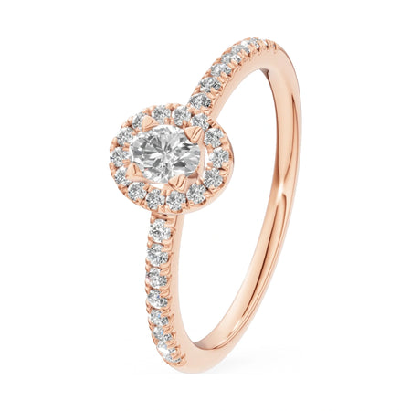 0.15 ct oval-cut natural diamond GREMARI Seven Icon engagement ring in 14K rose gold