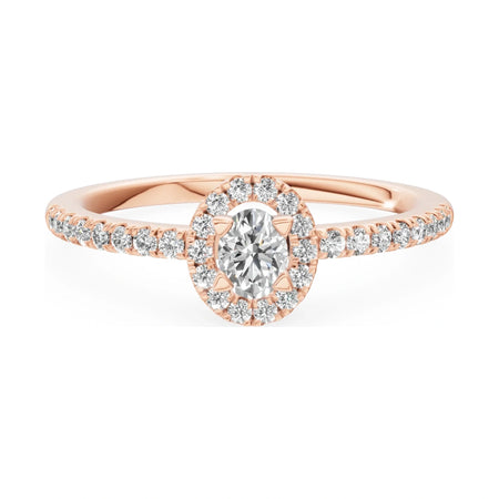 GREMARI Seven Icon 14K rose gold engagement ring with 0.15 ct oval-cut natural diamond