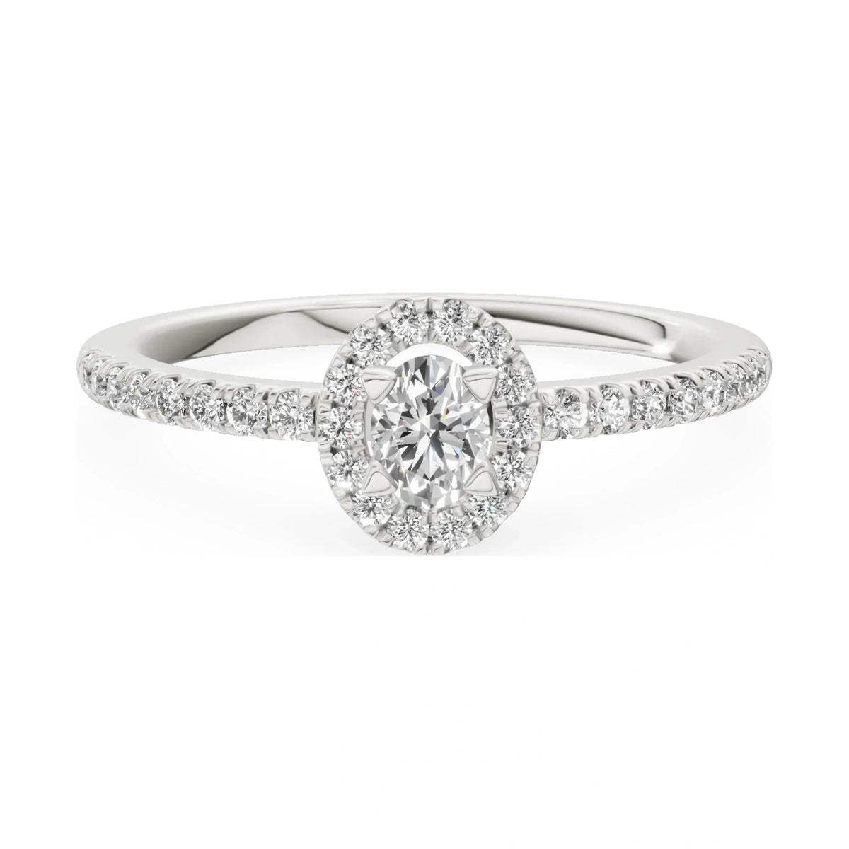 GREMARI Seven Icon 14K white gold engagement ring with 0.15 ct oval-cut natural diamond