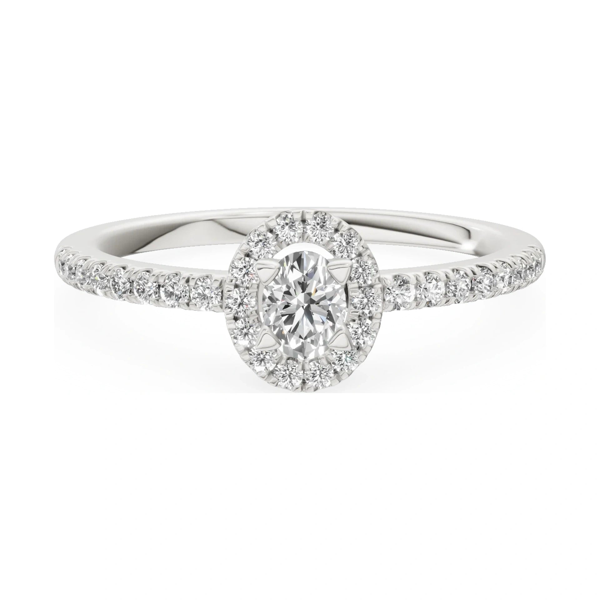 GREMARI Seven Icon 14K white gold engagement ring with 0.15 ct oval-cut natural diamond