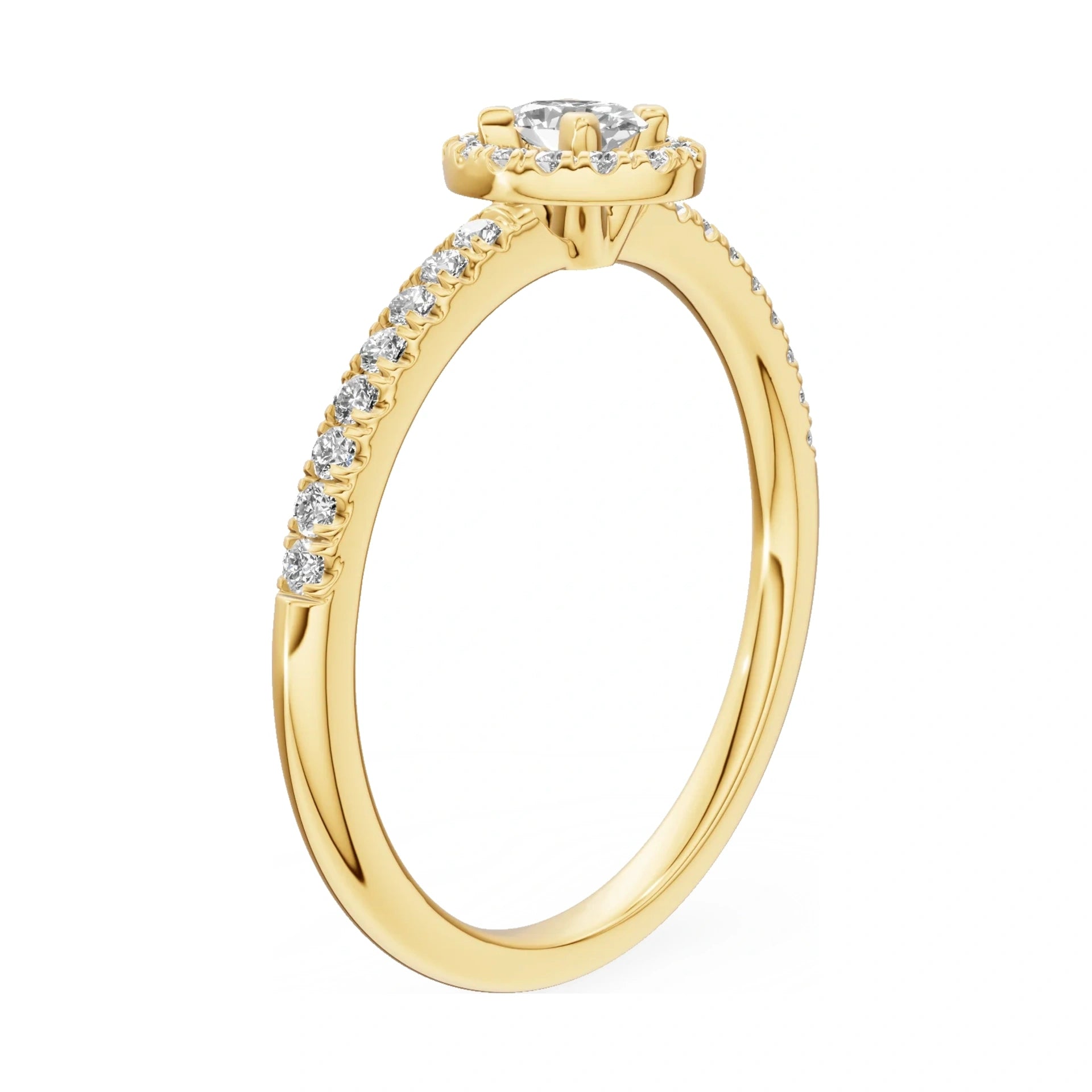 14K yellow gold GREMARI Seven Icon ring with 0.15 ct oval-cut natural diamond