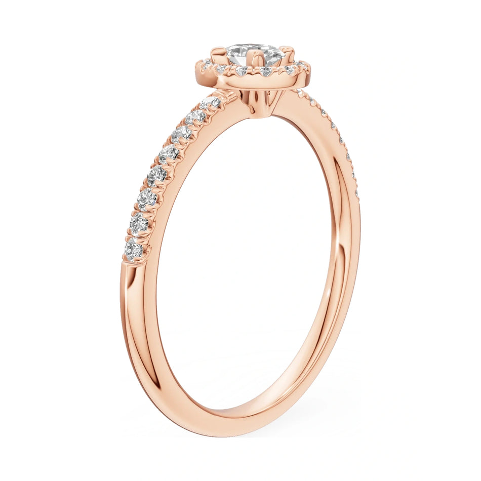 14K rose gold GREMARI Seven Icon ring with 0.15 ct oval-cut natural diamond