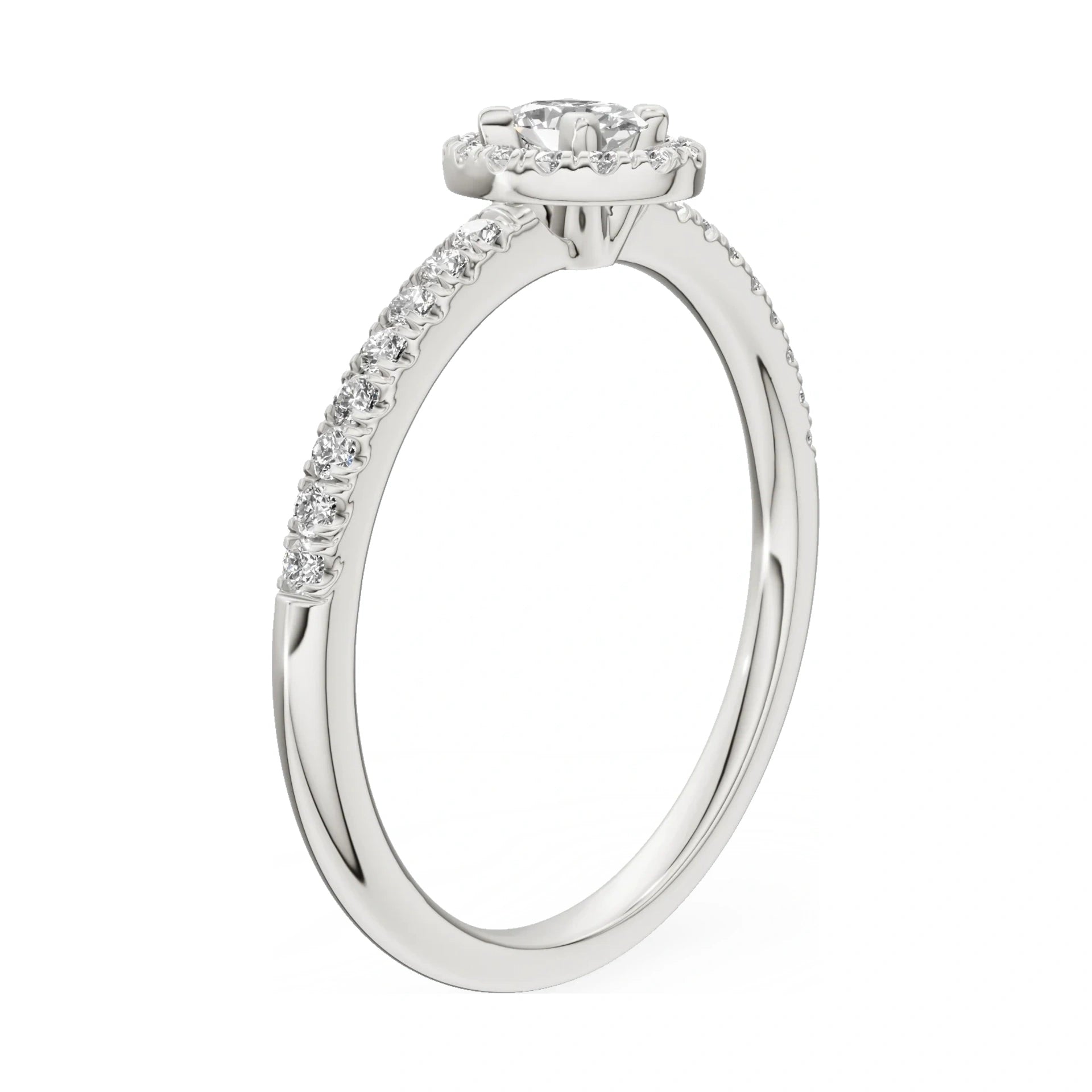 14K white gold GREMARI Seven Icon ring with 0.15 ct oval-cut natural diamond
